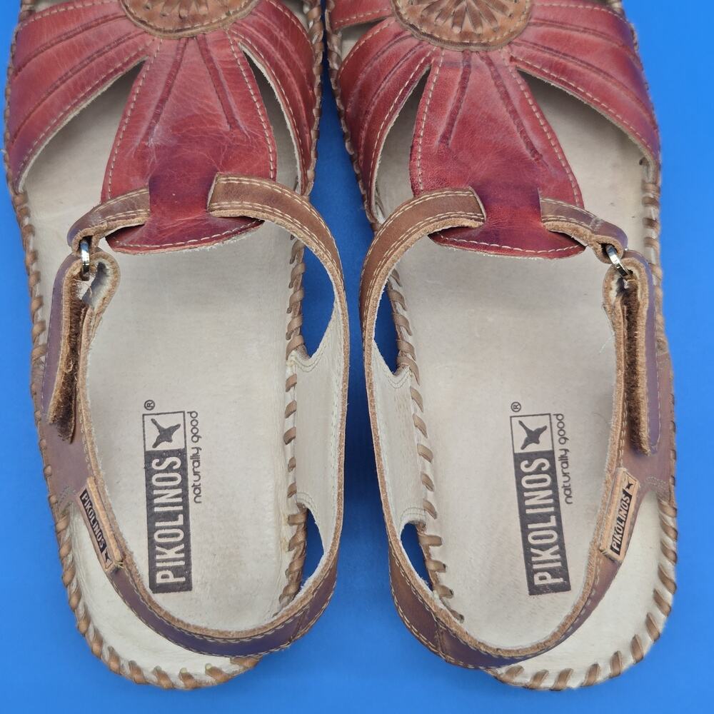Pikolinos Puerto Vallarta Sandals Women’s 8.5 / EU 39 Sandia Red Leather - Picture 10 of 12